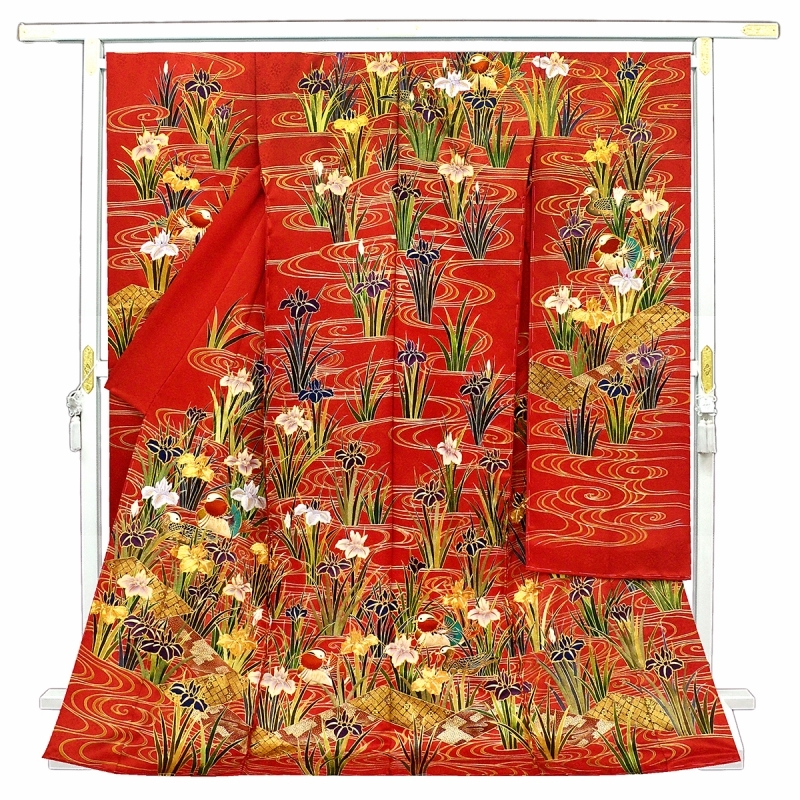 *After the store renovation [Classic New Works Fair] Free tailoring ☆ Kyoto Yuzen crafts hand-painted gorgeous furisode ☆ Momoyama Rinpa auspicious pattern ☆ Hand embroidery, Genuine gold ☆ Tall specification ☆ With cloth (10010474), fashion, Women's kimono, kimono, Long-sleeved kimono