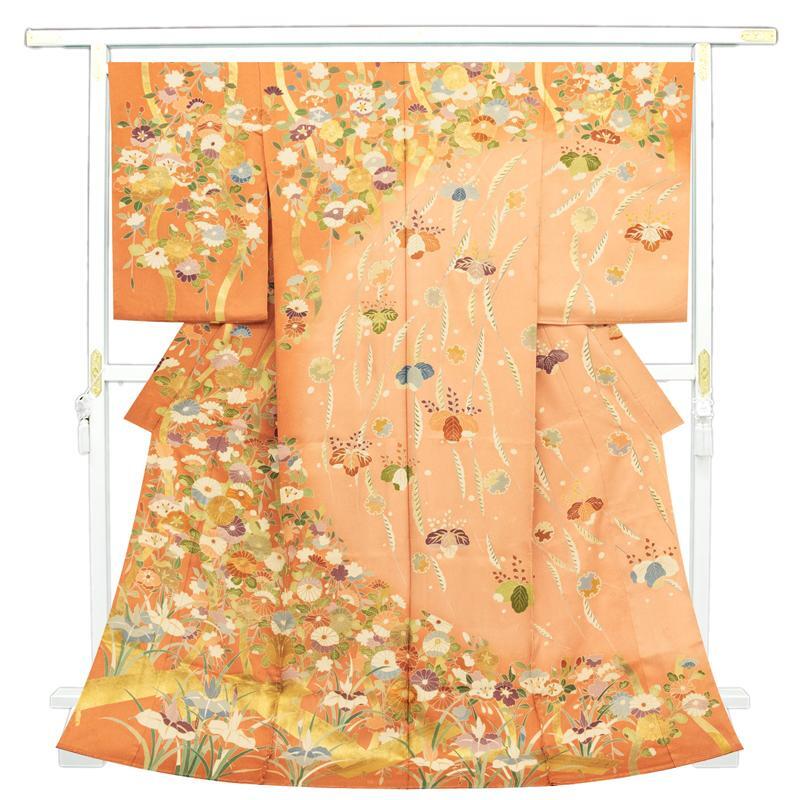 ※After the store renovation, [Classic New Works Fair] Free tailoring ☆ Highest quality hand-painted Yuzen, Gold leaf, embroidery, Four Seasons Flower Visit Kimono ☆ Momoyama Dynasty Garden Picture (10011059), Women's kimono, kimono, Visiting dress, Untailored
