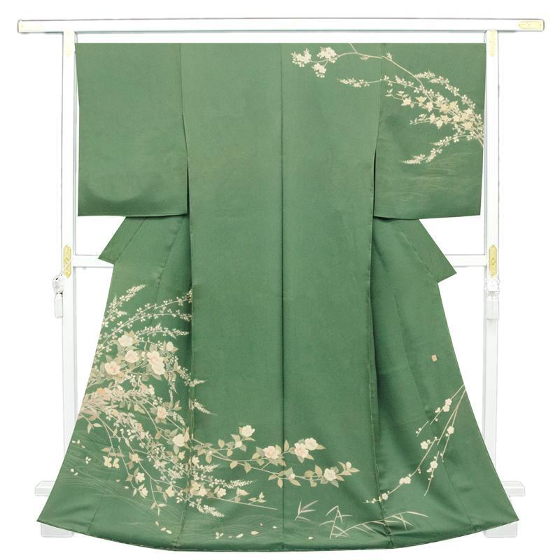 *Después de la renovación de la tienda [Feria de trabajos nuevos clásica] Confección gratuita ☆ Kyoto Yuzen artesanía tradicional pintada a mano técnica especial de acabado blanco Yuzen teñido kimono de visita de flores de las cuatro estaciones (10011074), kimono de mujer, kimono, vestido de visita, Sin medida