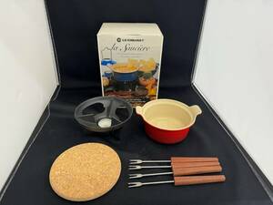 中古品 LE CREUSET ルクルーゼ フォンデュポット フォンデュセット レッド REF 6800