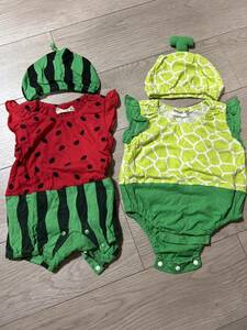 BEBE short sleeves rompers size 70 watermelon & melon beautiful goods 