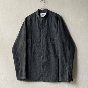 定価3.3万円 OUTIL スタンドカラー リネン シャツ / 3 ブラック T4-02107-1638