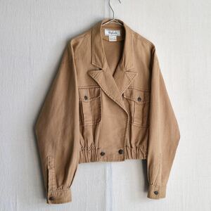 【リネン×コットン】90s USA vintage ジャケット / ユニセックス 11 オレンジ ベージュ ブルゾン レディース ビンテージ O4-03011-9277