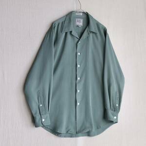 【100%レーヨン】USA vintage オープンカラー シャツ / M セージグリーン ビンテージ T4-03072-8217