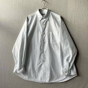 90s COMME des GARCONS HOMME シャツ/ コットン ホワイト ブルー ストライプ デカボタン ビンテージ アーカイブ 田中オム T4-03086-61588