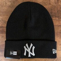 新品未使用 ニューエラ ニットキャップ 黒 正規品 NYヤンキース 男女兼用 NEW ERA ビーニー ブラック ニット帽_画像6