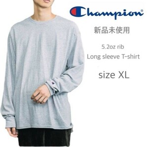 新品未使用 champion 無地 リブ付 ロンT 5.2oz ヘザーグレー XLサイズ チャンピオン 長袖Tシャツ US流通モデル CC8Cの画像1