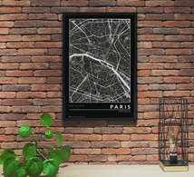 インテリアポスター モノクロ シティマップアート フランス パリ 24×36inc(61×91.5cm) at2_画像4