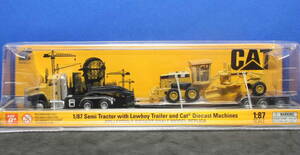 1/87 Cat CT660tei cab tractor (Cat 163H motor grader loading low Boy trailer attaching )