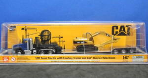 1/87 Cat CT660tei cab tractor (Cat 315C L hydraulic excavator loading low Boy trailer attaching )