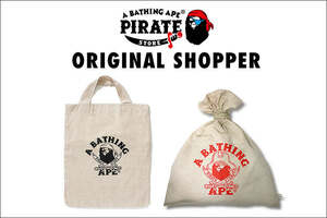 ☆未使用 A BATHING APE アベイシングエイプ 非売品 PIRATE STORE パイレーツストア ORIGINAL SHOPPER トートバッグ 巾着バッグ