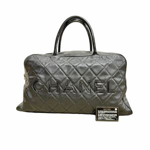 1円〜 売り切り CHANEL シャネル キャビアスキン マトラッセ ボストンバッグ トラベルバッグ ブラック 同梱不可 【L0644】