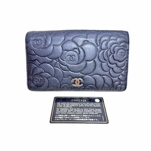 1円〜 売り切り CHANEL シャネル カメリア 長財布 財布 二つ折り レザー ブラック ココマーク 同梱不可 【L0648】