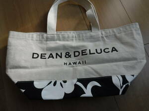 税不要特価 新品 正規品!DEAN＆DELUCA ディーン＆デルーカ ハワイ限定 花柄 ハイビスカス柄 大きめロゴ トートバッグ♪エコバッグ⑪