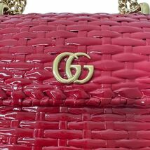 【先着50名限定クーポンを配布中!!】 グッチ GUCCI ショルダーバッグ GG ウィッカー チェーン レッド_画像7