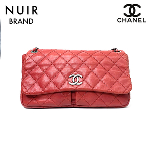 【先着50名限定クーポンを配布中!!】 シャネル CHANEL ショルダーバッグ ダブルポケット チェーンショルダー 2013年 ラムスキン レッド