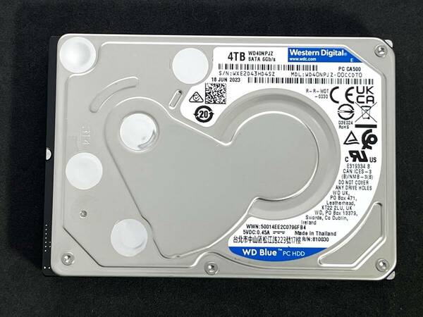 【送料無料】★ 4TB ★ WD40NPJZ【使用時間：27ｈ】　2023年製　稼働極少　Western Digital Blue　2.5インチ内蔵HDD/15mm/SATA