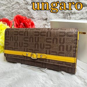 新品 箱付き U by ungaro 長財布 金運アップ　黄色　カード収納多数　 レザー ウォレット　