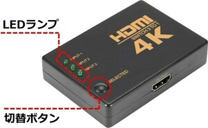 セレクタ 3入力1出力 4K対応 HDMI 切替器 セレクター分配器（中古品）