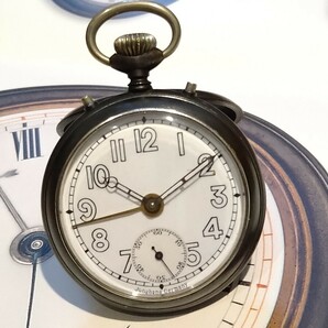 懐中時計  スモセコ  アンティーク アラーム 1900 ユンハンス 稼働品 美品 ガンメタル 鉄側 Alarm Pocket Watch 涙哀の画像9