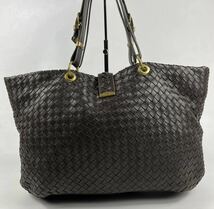 BOTTEGA VENETA ボッテガヴェネタ ビジネスバッグ トートバッグ ローマ レザー イントレチャート A4収納◎ レザー ダークブラウン 鞄_画像5