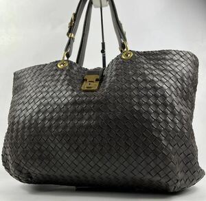 BOTTEGA VENETA ボッテガヴェネタ ビジネスバッグ トートバッグ ローマ レザー イントレチャート A4収納◎ レザー ダークブラウン 鞄