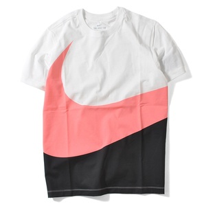 ナイキ HBR スウッシュ Tシャツ Mサイズ ホワイト/ピンク 白 SWOOSH TEE ロゴ 半袖 コットン ビッグスウォッシュ 送料370円