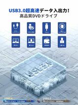 DETROVA 外付けDVD/CDドライブ DVDレコ CD/DVD-Rプレイヤー USB3.0&Type-C両用ケーブル Window/Linux/Mac OS対応 (ホワイト)_画像3