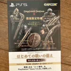 即お伝え PS5 ドラゴンズドグマ2 Dragon's Dogma2 アイテムコード 別注武器4種セット DLC 取引メッセージでお伝え