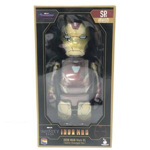 【1円～】HappyくじSP賞 ベアブリック 400％ アイアンマン Mark85 [Battle Damaged Ver.] フィギュア アベンジャーズ MARVEL【中古品】