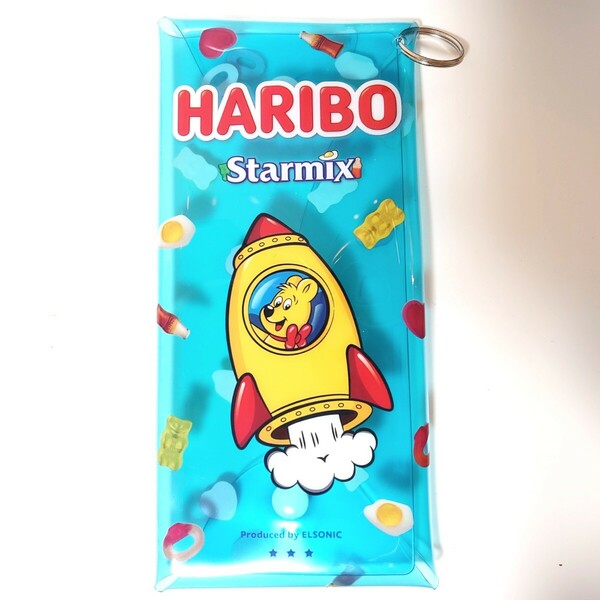 新品　未使用　公式商品 HARIBO ハリボー マルチケース　ロケット Rocket キーホルダー　バッグチャーム　筆箱 クリアケース クリアブルー