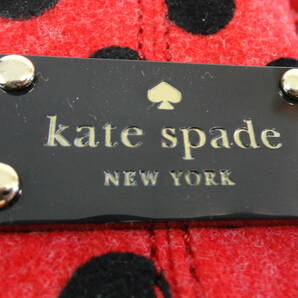 0653【本州のみ送料無料】kate spade ケイトスペード レディースバッグ フェルトハンドバッグ レッド×ブラックドット柄の画像6