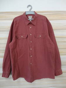 0685【本州のみ送料無料】L.L.Bean　エルエルビーン　メンズシャツ　長袖シャツ　Lサイズ　赤茶色系　