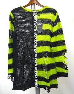 【新品未使用】KILLSTAR Acidic Knit Sweater Mサイズ 黒×蛍光緑 ユニセックス TXTボムギュ