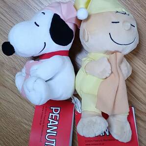 SNOOPY ぬいぐるみ ねむねむ 2種セット チャーリーブラウン、スヌーピー 約16cm 送料￥350～ 非売品 マスコット パジャマ姿 GIGOの画像3