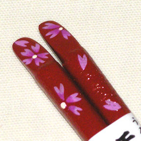 ★Cute hand-painted Makie♪Sakura wooden cloth-covered chopsticks, vermilion, 15cm★Free shipping!, Japanese tableware, chopsticks, For children