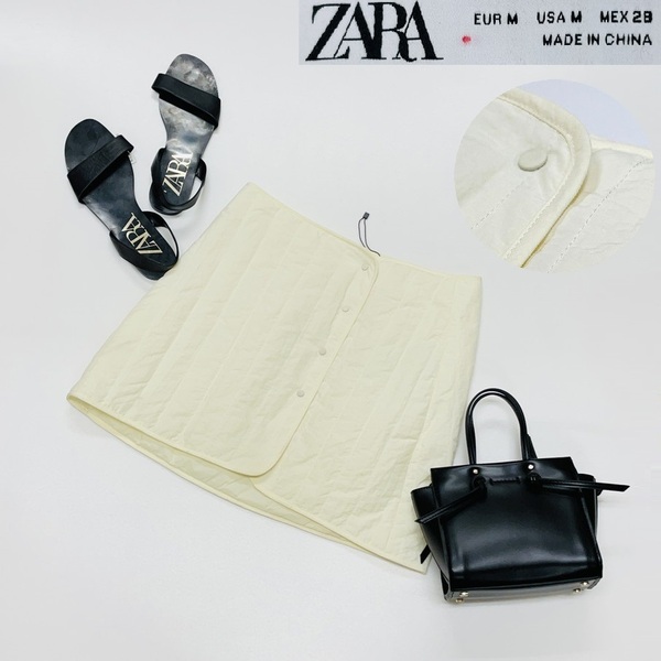 未使用品 /M/ ZARA キルティングミニスカート レディース カジュアル ボトム 通勤 ボタン フェミニン 大人可愛い ガーリー デイリー ザラ