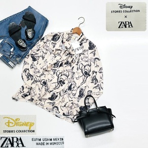 未使用品 /M/ ZARA×Disney ベージュ 長袖ブラウス レディース タグ カジュアル トップス コラボバンビ 大人可愛いデイリー ザラディズニー