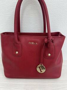 ★FURLA フルラ ハンドバッグ トートバッグ レザー レッド w約25cm