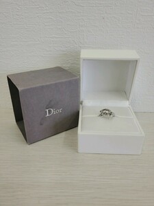 ★Christian Dior クリスチャン ディオール ロゴ リング 指輪 レディース アクセサリー 約11号 ケース付き