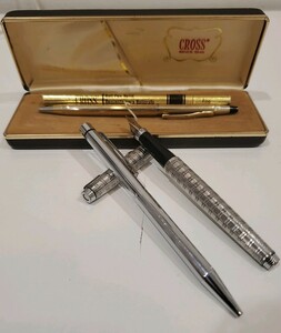 ☆【まとめ 3点セット】PARKAR 万年筆 ペン先 14K CROSS クロス SHEAFFER シェーファー ボールペン 筆記用具 文房具 ツイスト式 筆記未確認