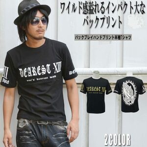 【Chaosthoery】DEARESTロゴプリ■バックプレイハンドプリントTシャツ 【ch-ry-0005】新品ブラックxホワイトL