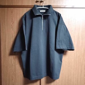 WYM HALF ZIP LOOSE FIT TEE チャコール S