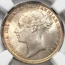【幸運の6ペンス銀貨】1885年 イギリス 高鑑定☆MS64 6ペンス 銀貨 ヴィクトリア ヤングヘッド NGC PCGS_画像1
