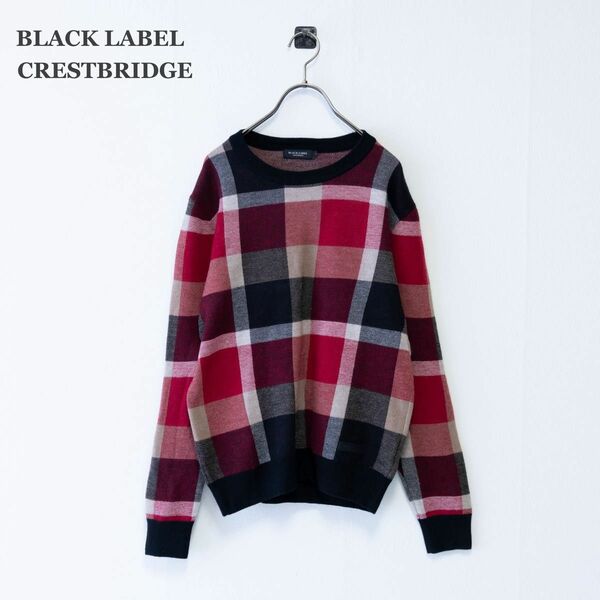 【BLACK LABEL CRESTBRIDGE】ブラックレーベルクレストブリッジ　ニット　チェック　レッド