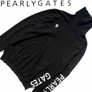 【送料無料】Pearly Gates パーリーゲイツ　タートルネック ニット　メンズ　ゴルフ　ブラック　黒　セーター　5 L 近年モデル　ロゴ