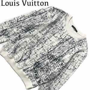 【送料無料】LOUIS VUITTON ルイヴィトン　総柄　メンズ　スウェット　トレーナー　M ロゴ　近年モデル