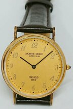 稼動品!! MONTE CELIO/モンテセリオ SUPER SLIM/スーパースリム 文字板に【999.9 FINE GOLD】 クオーツ メンズ ウォッチ USED品 MC-1005＊_画像3