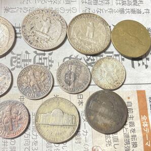 アメリカの銀貨 まとめて14枚 クォーター ダイムなど 希少 レアコイン 古銭 北米 外国銀貨 海外 10セント 25セントの画像7