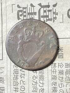 アイルランド　1/2ペニー銅貨　1742年　並品　希少　レアコイン　古銭　ヨーロッパ　外国コイン